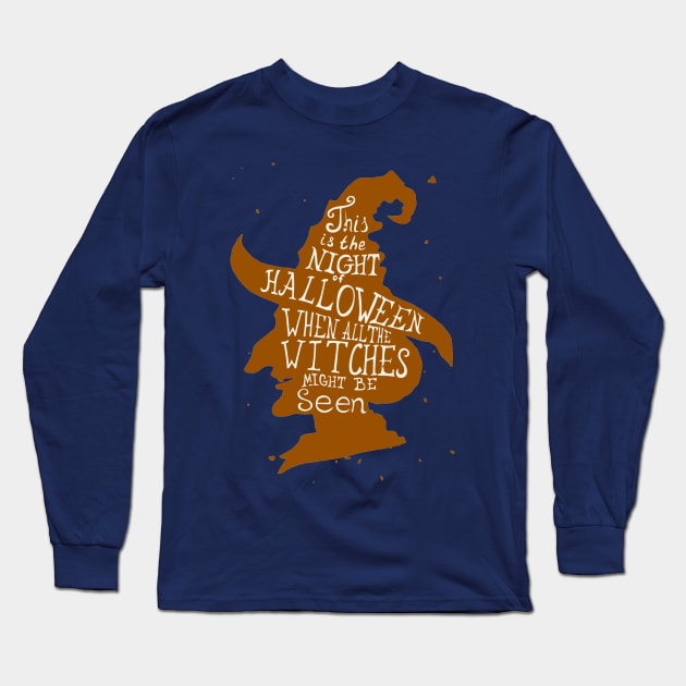 Halloween Witch Long Sleeve T-Shirt by Mako Design 